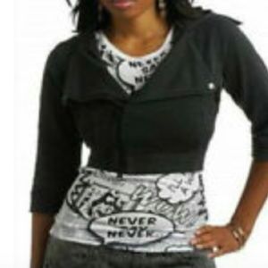 NWT Rocawear  Stretch Fabric knit Crop Gray Jacket 3/4 sz M